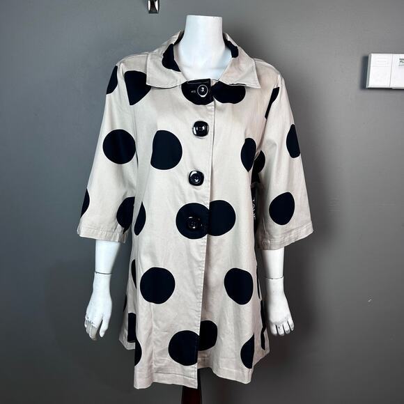 Talie jacket large NWT trench spring cotton polka dot lightweight neutrals‎ - Picture 2 of 13
